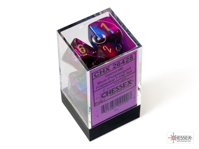 Chessex - 7er Set Würfel - Gemini Blue-Purple/gold Polyhedral 7-Dice Set
