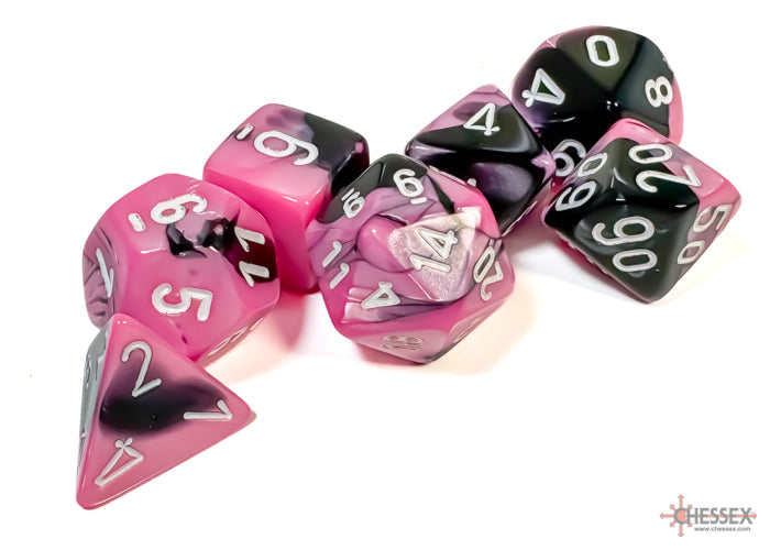 Chessex - 7er Set Würfel - Gemini Black-Pink/white Polyhedral 7-Dice Set