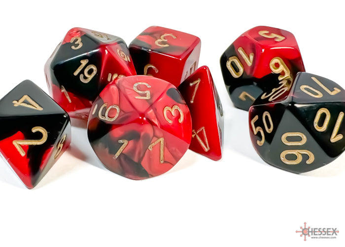 Chessex - 7er Set Würfel - Gemini Black-Red/gold Polyhedral 7-Dice Set