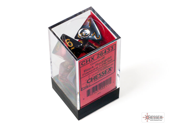 Chessex - 7er Set Würfel - Gemini Black-Red/gold Polyhedral 7-Dice Set