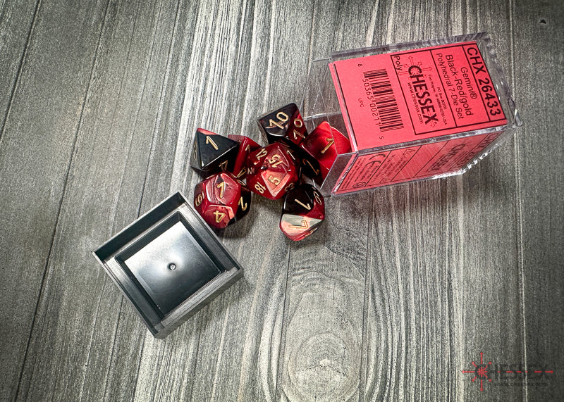 Chessex - 7er Set Würfel - Gemini Black-Red/gold Polyhedral 7-Dice Set