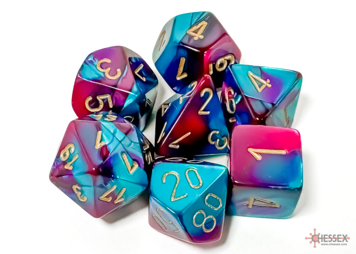 Chessex - 7er Set Würfel - Gemini Purple-Teal/gold Polyhedral 7-Dice Set