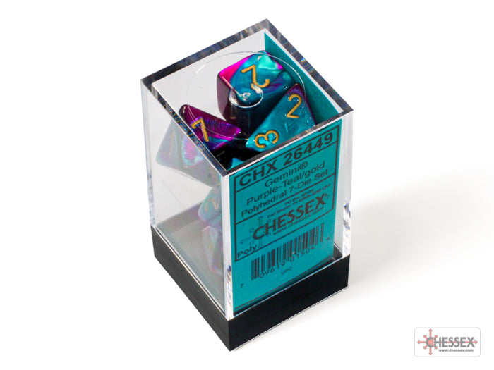 Chessex - 7er Set Würfel - Gemini Purple-Teal/gold Polyhedral 7-Dice Set