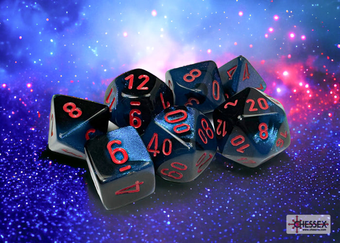 Chessex - 7er Set Würfel - Gemini Black-Starlight/red Polyhedral 7-Dice Set