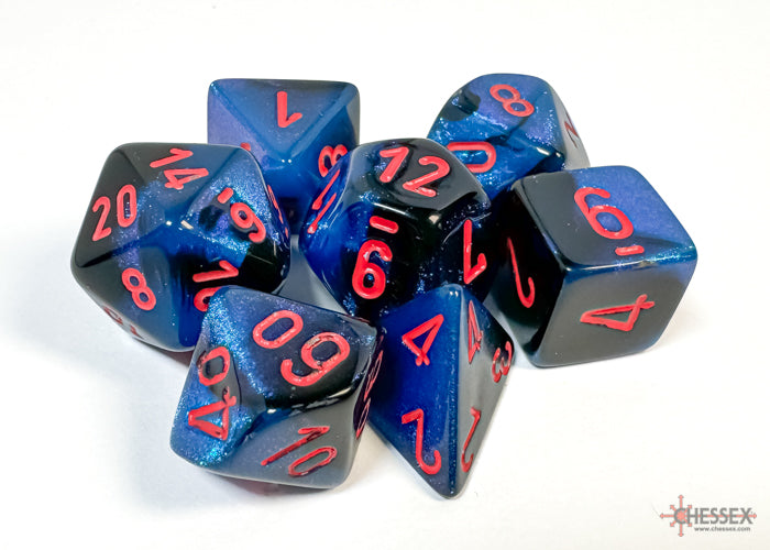 Chessex - 7er Set Würfel - Gemini Black-Starlight/red Polyhedral 7-Dice Set