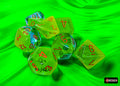Chessex - 7er Set Würfel - Gemini Plasma Green-Teal/orange Luminary Polyhedral 7-Dice Set