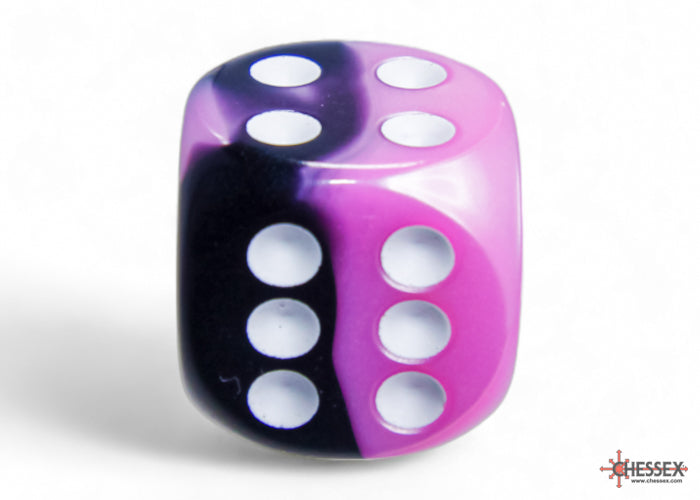 Chessex - 12er Box Würfel - Gemini Black-Pink/white 16mm D6 Dice Block (12 dice)