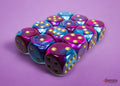 Chessex - 12er Box Würfel - Gemini Purple-Teal/gold 16mm D6 Dice Block (12 dice)