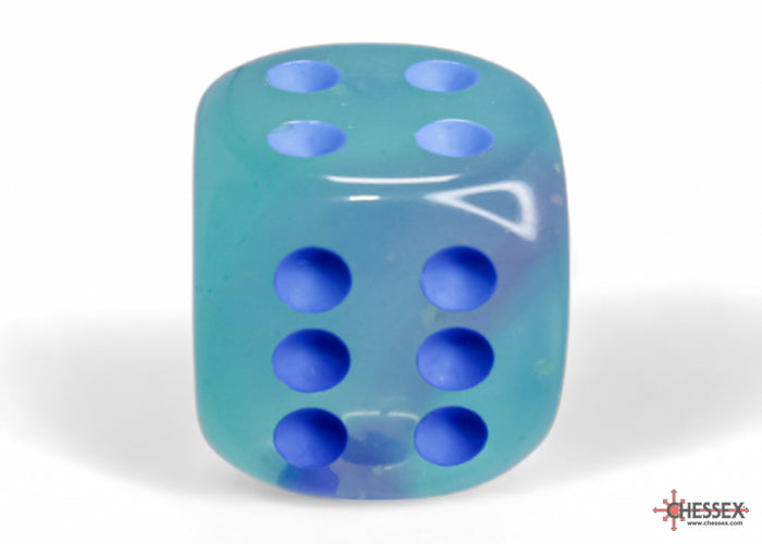 Chessex - 12er Box Würfel - Gemini Gel Green-Pink/blue Luminary 16mm D6 Dice Block (12 dice)