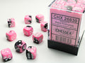 Chessex - 36er Box Würfel - Gemini Black-Pink/white 12mm D6 Dice Block (36 dice)