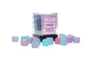 Chessex - 36er Box Würfel - Gemini Gel Green-Pink/blue Luminary 12mm D6 Dice Block (36 dice)