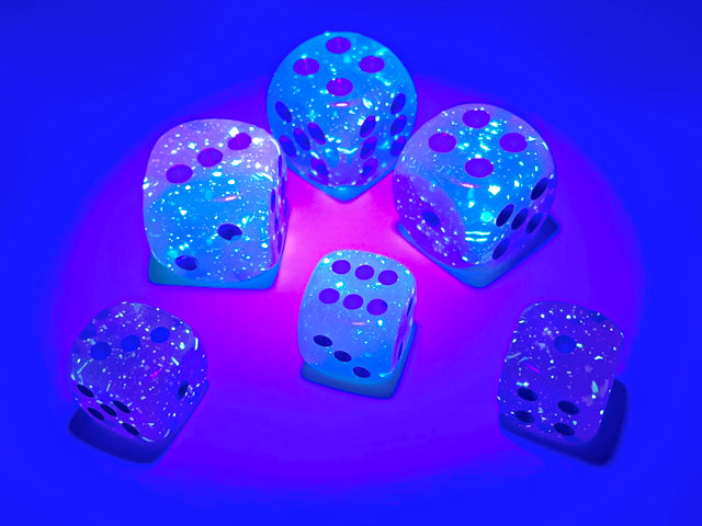 Chessex - 36er Box Würfel - Gemini Gel Green-Pink/blue Luminary 12mm D6 Dice Block (36 dice)