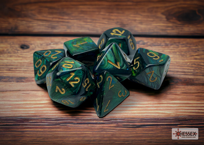 Chessex - 7er Set Würfel - Scarab Jade/gold Polyhedral 7-Dice Set