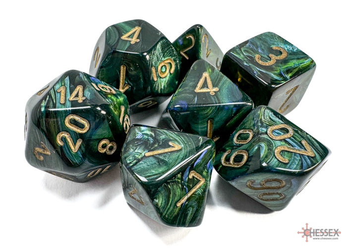 Chessex - 7er Set Würfel - Scarab Jade/gold Polyhedral 7-Dice Set