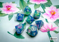 Chessex - 7er Set Würfel - Festive Waterlily/white Polyhedral 7-Dice Set