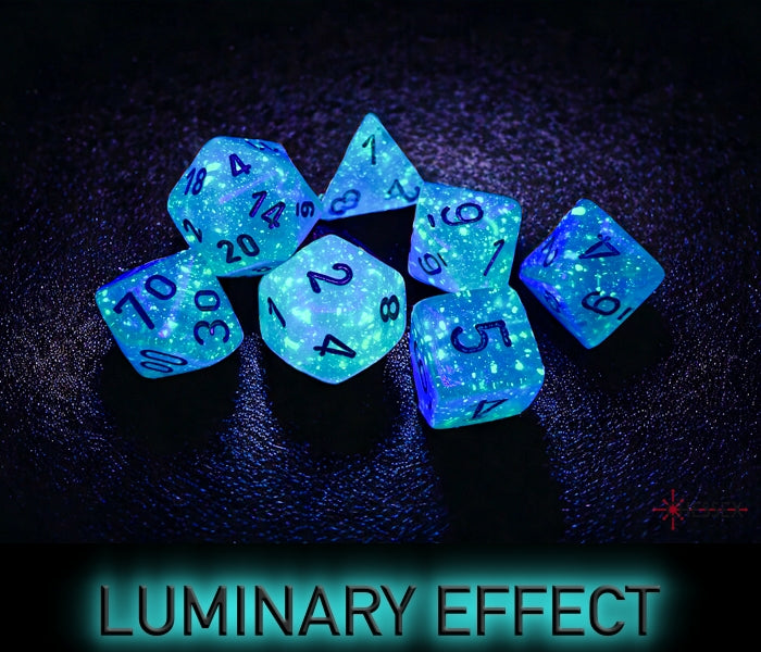 Chessex - 7er Set Würfel - Borealis Light Green/gold Luminary Polyhedral 7-Dice Set
