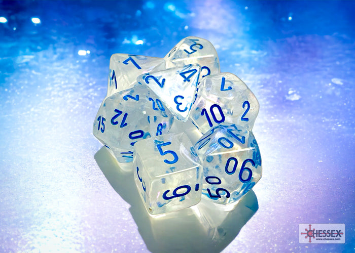 Chessex - 7er Set Würfel - Borealis Icicle/light blue Luminary Polyhedral 7-Dice Set