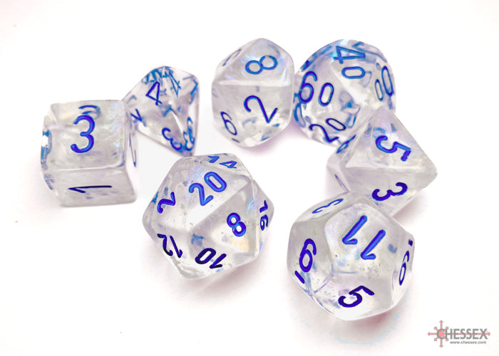Chessex - 7er Set Würfel - Borealis Icicle/light blue Luminary Polyhedral 7-Dice Set