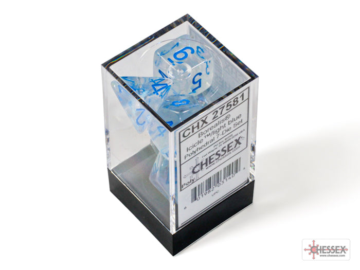 Chessex - 7er Set Würfel - Borealis Icicle/light blue Luminary Polyhedral 7-Dice Set