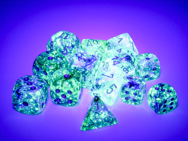 Chessex - 12er Box Würfel - Nebula Oceanic/gold Luminary 16mm D6 Dice Block (12 dice)