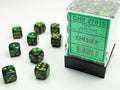 Chessex - 36er Box Würfel - Scarab Jade/gold 12mm D6 Dice Block (36 dice)