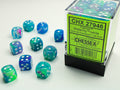 Chessex - 36er Box Würfel - Festive Waterlily/white 12mm D6 Dice Block (36 dice)