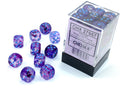Chessex - 36er Box Würfel - Nebula Nocturnal/blue Luminary 12mm D6 Dice Block (36 dice)