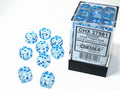 Chessex - 36er Box Würfel - Borealis Icicle/light blue Luminary 12mm D6 Dice Block (36 dice)