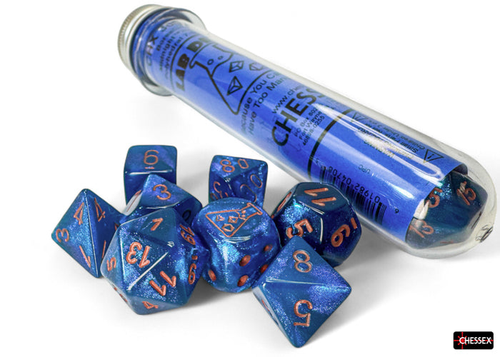 Chessex - 8er Set Würfel - Lab Dice Borealis Midnight/copper Polyhedral 8-Dice Set