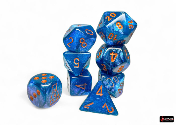 Chessex - 8er Set Würfel - Lab Dice Borealis Midnight/copper Polyhedral 8-Dice Set