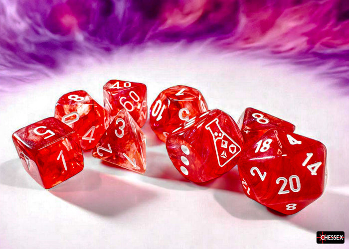 Chessex - 8er Set Würfel - Lab Dice Borealis Passion/white Luminary Polyhedral 8-Dice Set