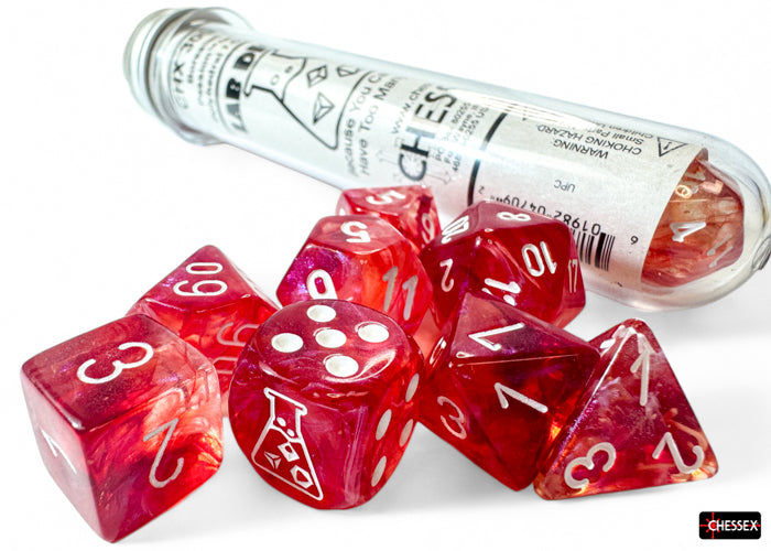 Chessex - 8er Set Würfel - Lab Dice Borealis Passion/white Luminary Polyhedral 8-Dice Set