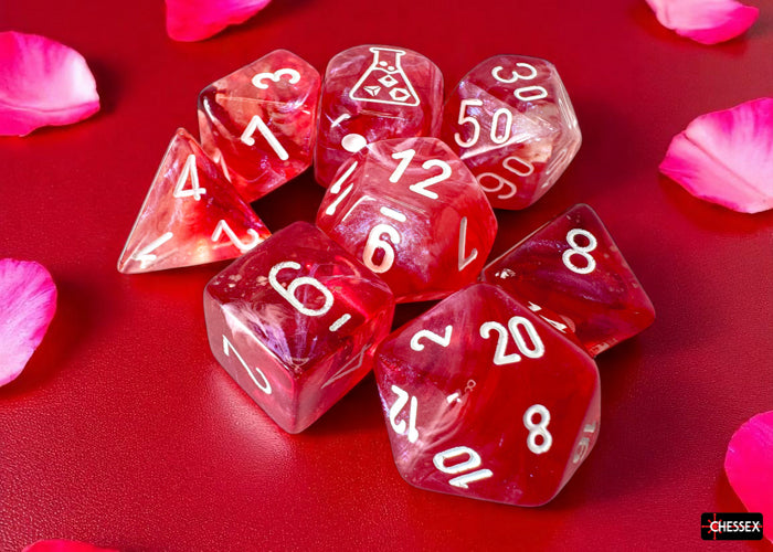 Chessex - 8er Set Würfel - Lab Dice Borealis Passion/white Luminary Polyhedral 8-Dice Set