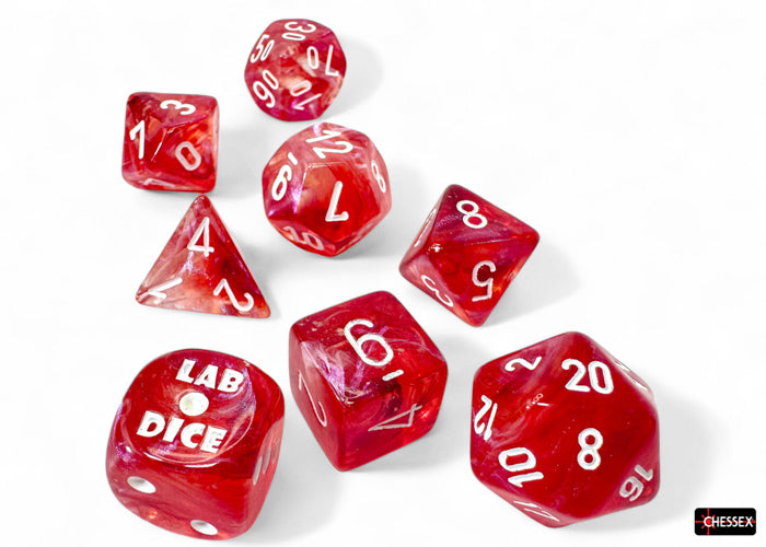 Chessex - 8er Set Würfel - Lab Dice Borealis Passion/white Luminary Polyhedral 8-Dice Set