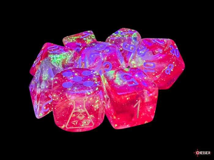 Chessex - 8er Set Würfel - Lab Dice Borealis Passion/white Luminary Polyhedral 8-Dice Set