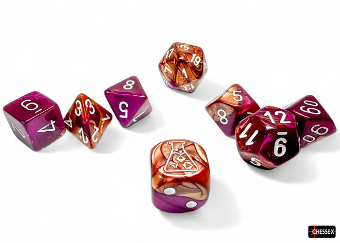 Chessex - 8er Set Würfel - Lab Dice Gemini Copper-Purple/white Polyhedral 8-Dice Set