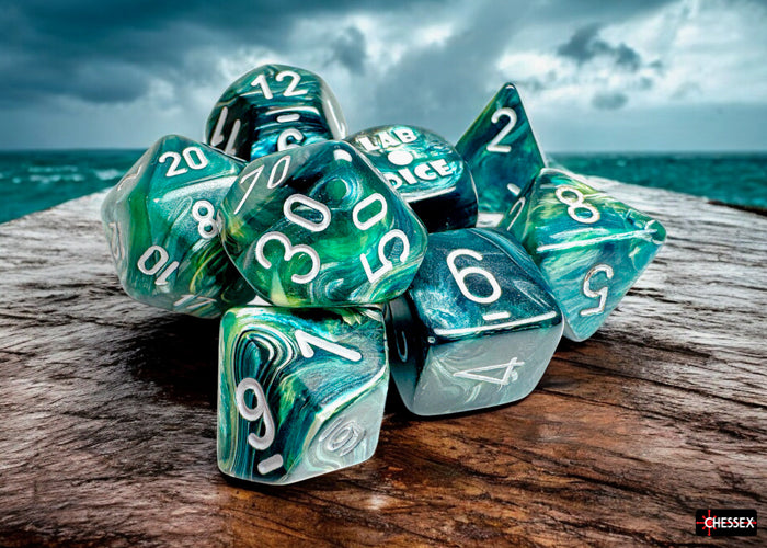 Chessex - 8er Set Würfel - Lab Dice Lustrous Neptune/grey Polyhedral 8-Dice Set