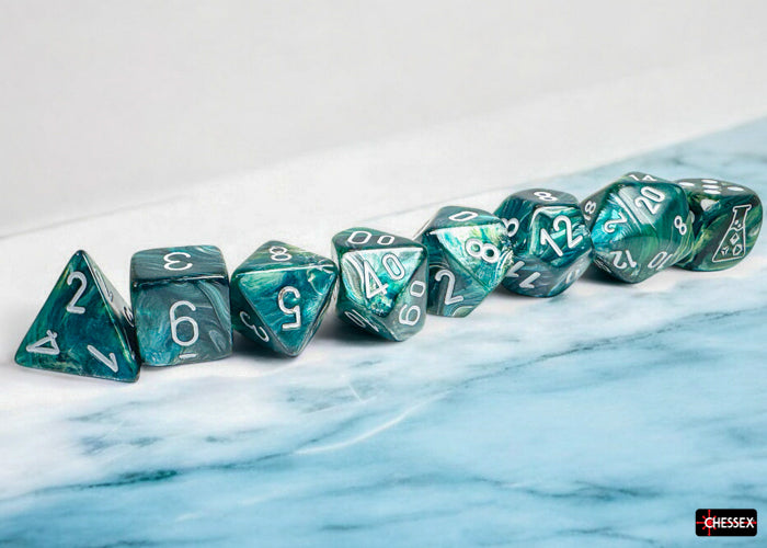 Chessex - 8er Set Würfel - Lab Dice Lustrous Neptune/grey Polyhedral 8-Dice Set