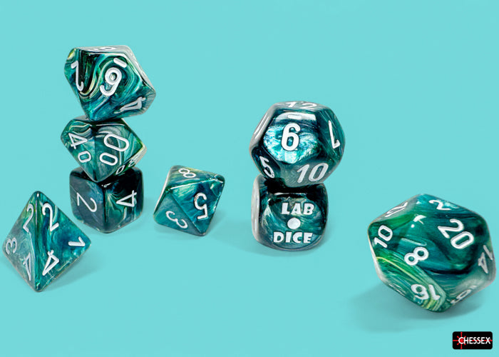 Chessex - 8er Set Würfel - Lab Dice Lustrous Neptune/grey Polyhedral 8-Dice Set