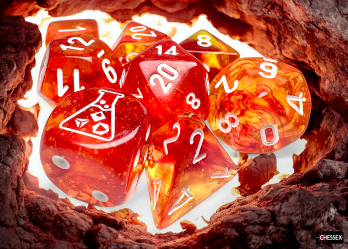 Chessex - 8er Set Würfel - Lab Dice Nebula Molten/white Luminary™ Polyhedral 8-Dice Set