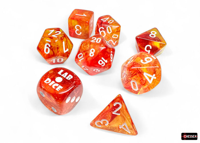 Chessex - 8er Set Würfel - Lab Dice Nebula Molten/white Luminary™ Polyhedral 8-Dice Set