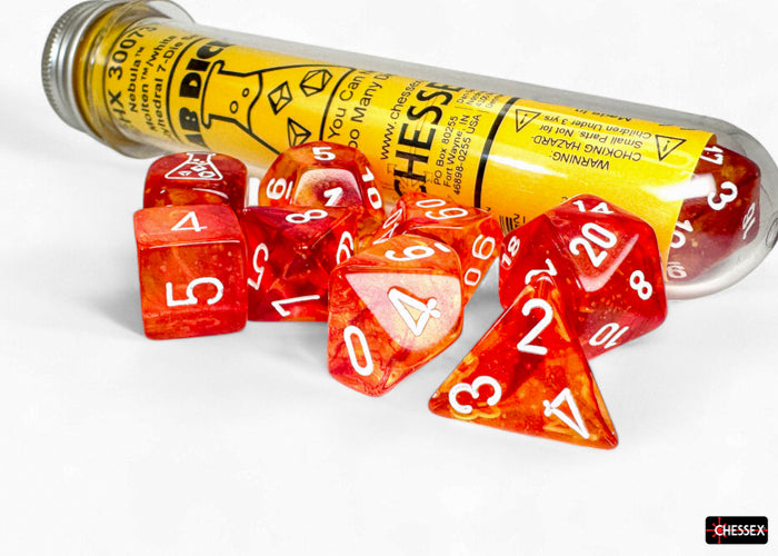 Chessex - 8er Set Würfel - Lab Dice Nebula Molten/white Luminary™ Polyhedral 8-Dice Set