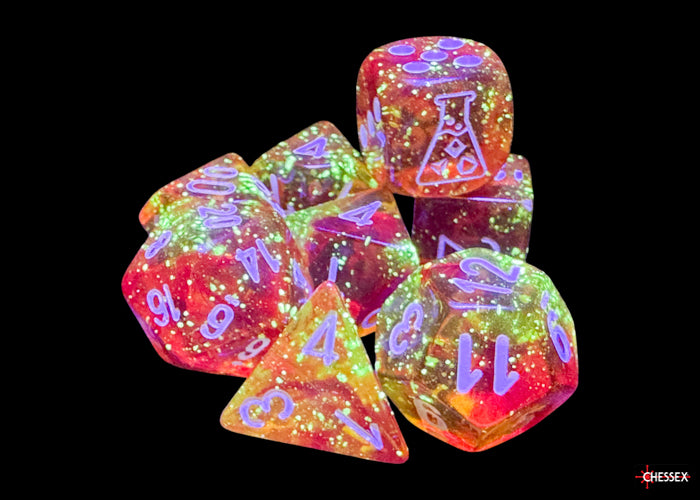 Chessex - 8er Set Würfel - Lab Dice Nebula Molten/white Luminary™ Polyhedral 8-Dice Set