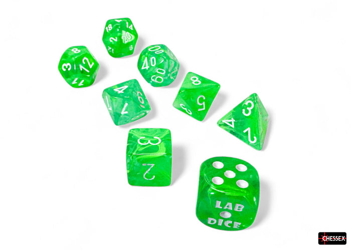 Chessex - 8er Set Würfel - Lab Dice Nebula Gelatinous/white Polyhedral 8-Dice Set