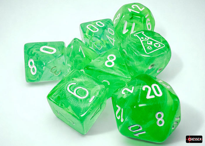 Chessex - 8er Set Würfel - Lab Dice Nebula Gelatinous/white Polyhedral 8-Dice Set
