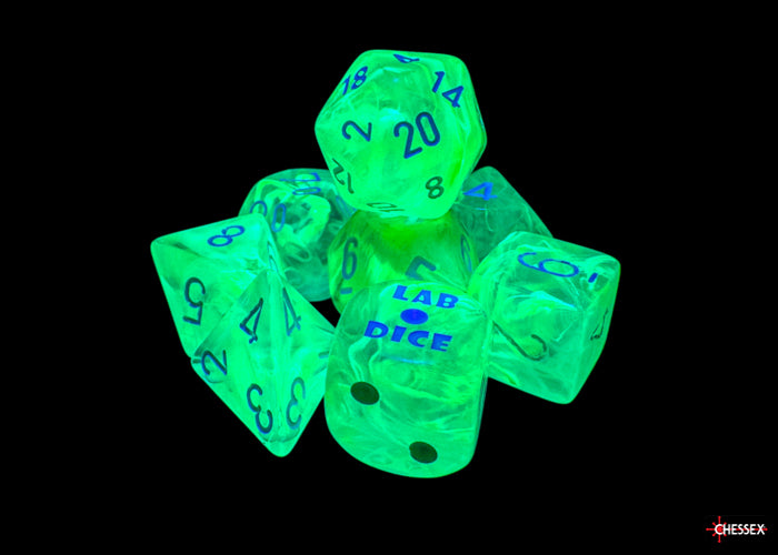 Chessex - 8er Set Würfel - Lab Dice Nebula Gelatinous/white Polyhedral 8-Dice Set
