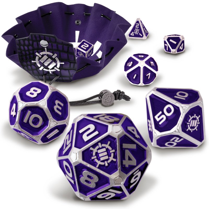 ENHANCE - 7pc Metal RPG Dice Set: Purple