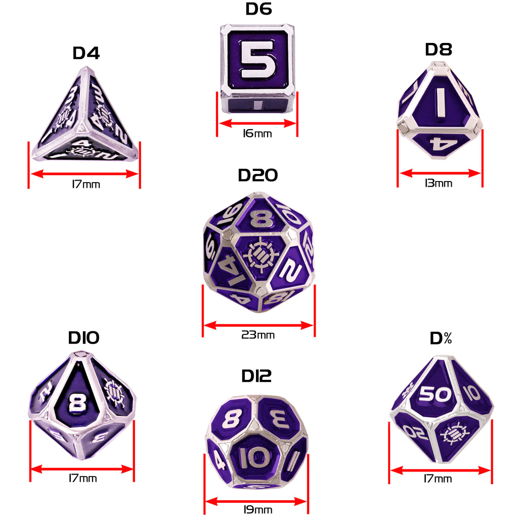 ENHANCE - 7pc Metal RPG Dice Set: Purple
