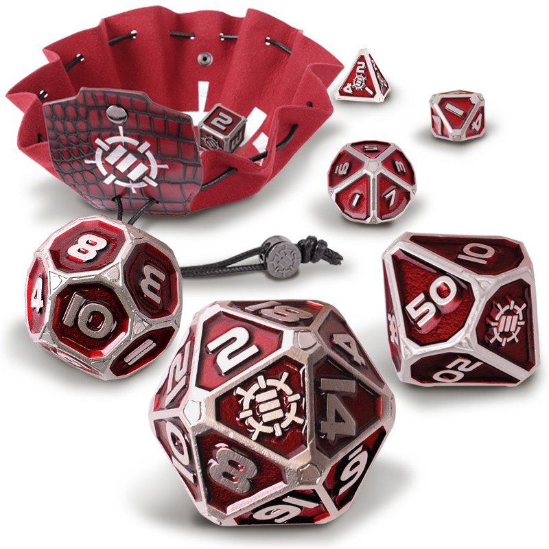 ENHANCE - 7pc Metal RPG Dice Set: Red