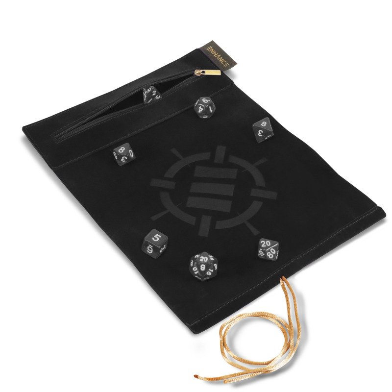 ENHANCE - Roll on a Scroll Dice Case and 7pc Acrylic Dice Set: Black
